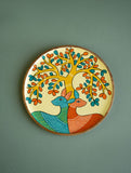 Exclusive Gond Art Wooden Wall Plate / Table Curio - The Cream Deer