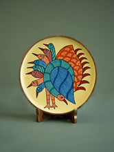 Load image into Gallery viewer, Exclusive Gond Art Wooden Wall Plate / Table Curio - The Cream Peacock