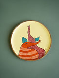 Exclusive Gond Art Wooden Wall Plate / Table Curio - The Elephants