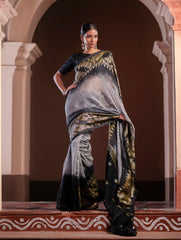 Exclusive Handwoven Bengal Linen Jamdani Saree - Meghrekha