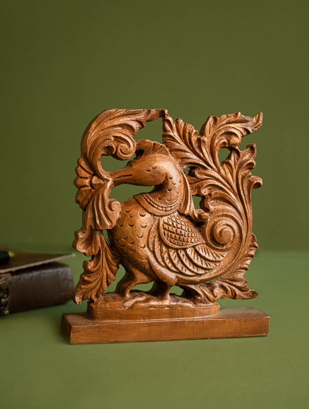 Load image into Gallery viewer, Exclusive Karnataka Wood Carving Curio - Peacock