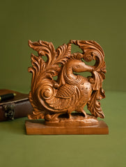 Exclusive Karnataka Wood Carving Curio - Peacock