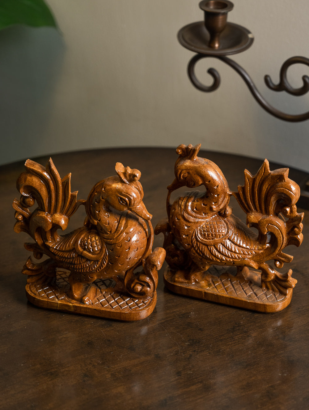 Exclusive Karnataka Wood Carving Curios - Hansa (2 Pc Set)