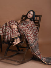 Load image into Gallery viewer, Exclusive Kota Chanderi. Bagru Hand Block Printed Saree - Red Paisley 