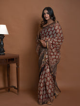 Load image into Gallery viewer, Exclusive Kota Chanderi. Bagru Hand Block Printed Saree - Red Paisley 