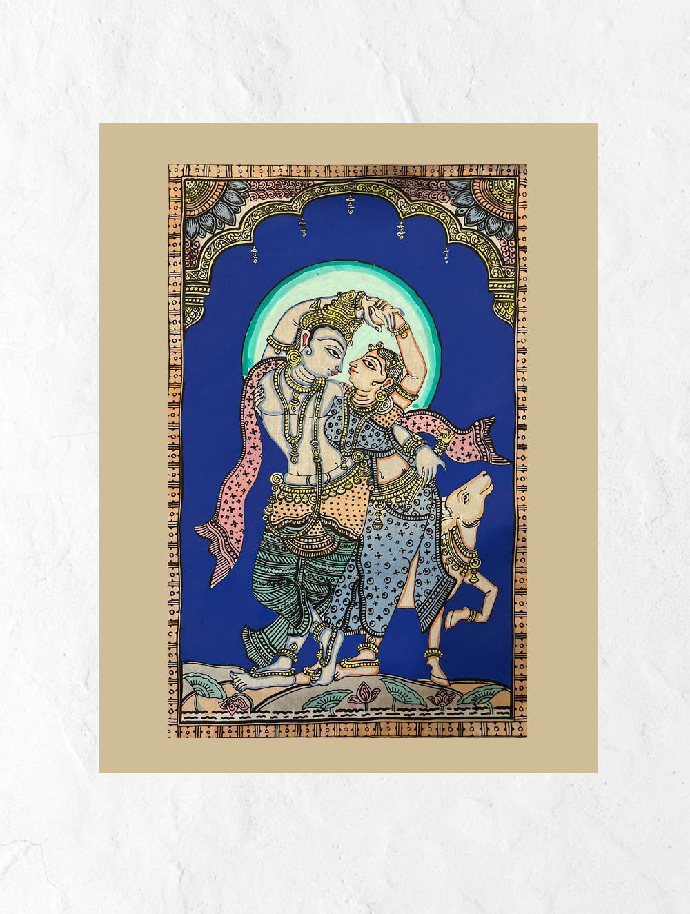 Load image into Gallery viewer, Exclusive Pattachitra Art Silk Painting - Krishna &amp; Radha