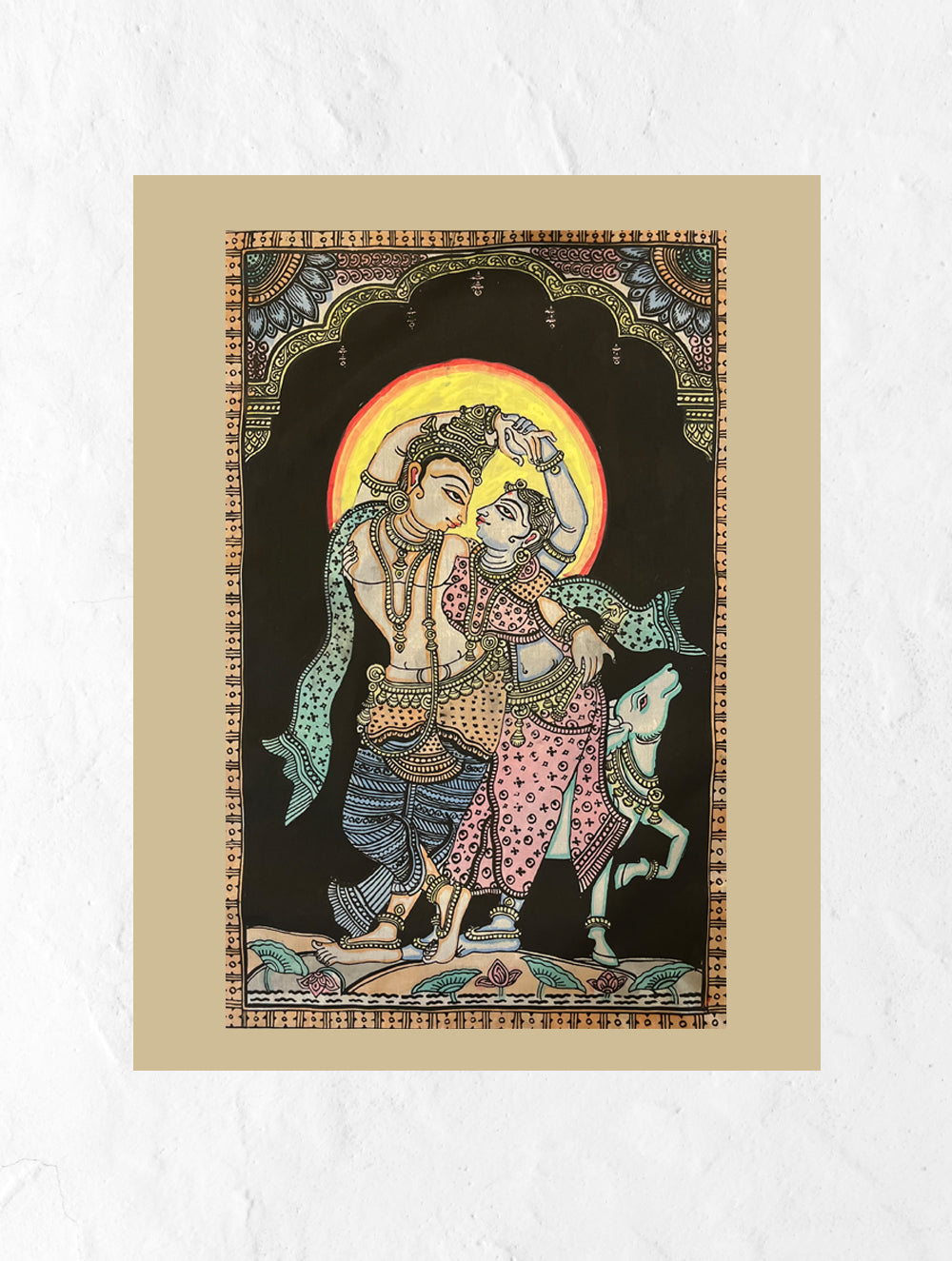 Load image into Gallery viewer, Exclusive Pattachitra Art Silk Painting - Radha Krishna