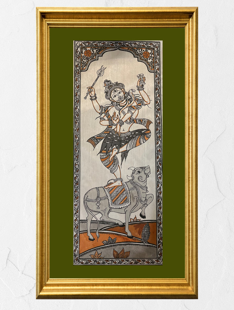 Exclusive Pattachitra Art Silk Painting - Shiva & Nandi