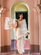 Load image into Gallery viewer, Exclusive Soft Handwoven Bengal Cotton Jamdani Saree - White Flora