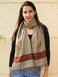 Exclusive Soft Himachal Wool Muffler with Woven Border - Camel Trail