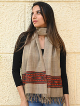 Load image into Gallery viewer, Exclusive Soft Himachal Wool Muffler with Woven Border - Fawn Beige