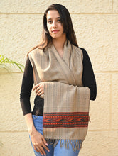 Load image into Gallery viewer, Exclusive Soft Himachal Wool Muffler with Woven Border - Fawn Beige