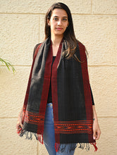 Load image into Gallery viewer, Exclusive Soft Himachal Wool Muffler with Woven Border - Graphite Mist