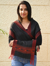 Load image into Gallery viewer, Exclusive Soft Himachal Wool Muffler with Woven Border - Graphite Mist