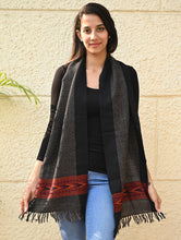 Load image into Gallery viewer, Exclusive Soft Himachal Wool Muffler with Woven Border - Smoke Nest