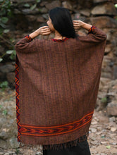 Load image into Gallery viewer, Exclusive Soft Himachal Wool Poncho with Woven Border - Coffee Spiced