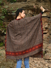 Load image into Gallery viewer, Exclusive Soft Himachal Wool Poncho with Woven Border - Rustwood