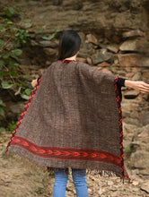 Load image into Gallery viewer, Exclusive Soft Himachal Wool Poncho with Woven Border - Rustwood