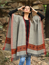 Load image into Gallery viewer, Exclusive Soft Himachal Wool Poncho with Woven Border - Stone Harvest