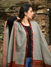 Load image into Gallery viewer, Exclusive Soft Himachal Wool Poncho with Woven Border - Stone Harvest