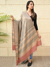 Load image into Gallery viewer, Exclusive Soft Himachal Wool Shawl with Woven Border - Biscuit Taupe