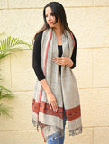 Exclusive Soft Himachal Wool Shawl with Woven Border - Coral Sand