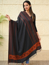 Load image into Gallery viewer, Exclusive Soft Himachal Wool Shawl with Woven Border - Darkwood