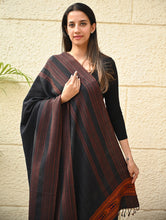 Load image into Gallery viewer, Exclusive Soft Himachal Wool Shawl with Woven Border - Darkwood