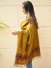 Load image into Gallery viewer, Exclusive Soft Himachal Wool Shawl with Woven Border - Deep Ochre
