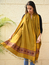 Load image into Gallery viewer, Exclusive Soft Himachal Wool Shawl with Woven Border - Deep Ochre