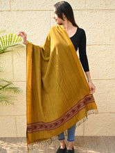 Load image into Gallery viewer, Exclusive Soft Himachal Wool Shawl with Woven Border - Deep Ochre