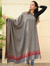 Load image into Gallery viewer, Exclusive Soft Himachal Wool Shawl with Woven Border - Driftwood