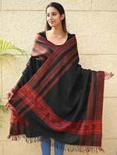 Load image into Gallery viewer, Exclusive Soft Himachal Wool Shawl with Woven Border - Graphite Glen