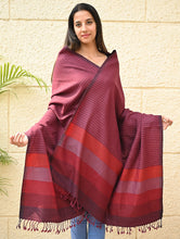 Load image into Gallery viewer, Exclusive Soft Himachal Wool Shawl with Woven Border - Mauve Blushes