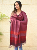 Exclusive Soft Himachal Wool Shawl with Woven Border - Mauve Blushes
