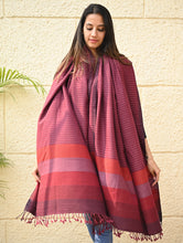 Load image into Gallery viewer, Exclusive Soft Himachal Wool Shawl with Woven Border - Mauve Blushes