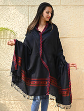 Load image into Gallery viewer, Exclusive Soft Himachal Wool Shawl with Woven Border - Midnight Ocean