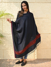 Load image into Gallery viewer, Exclusive Soft Himachal Wool Shawl with Woven Border - Midnight Ocean