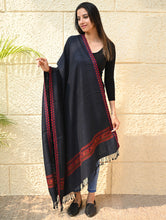 Load image into Gallery viewer, Exclusive Soft Himachal Wool Shawl with Woven Border - Midnight Ocean
