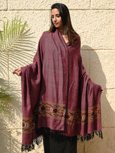 Load image into Gallery viewer, Exclusive Soft Himachal Wool Shawl with Woven Border - Mulberry Caravan