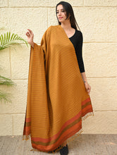 Load image into Gallery viewer, Exclusive Soft Himachal Wool Shawl with Woven Border - Saffron Spice
