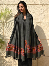 Load image into Gallery viewer, Exclusive Soft Himachal Wool Shawl with Woven Border - Slate Gray