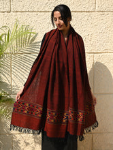 Load image into Gallery viewer, Exclusive Soft Himachal Wool Shawl with Woven Border - Spicy Wine