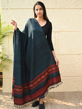 Load image into Gallery viewer, Exclusive Soft Himachal Wool Shawl with Woven Border - Tealwood Ember