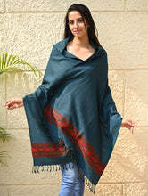 Load image into Gallery viewer, Exclusive Soft Himachal Wool Stole with Woven Border - Azure Trail