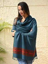 Load image into Gallery viewer, Exclusive Soft Himachal Wool Stole with Woven Border - Azure Trail