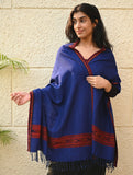 Exclusive Soft Himachal Wool Stole with Woven Border - Bluebell Grove