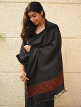 Load image into Gallery viewer, Exclusive Soft Himachal Wool Stole with Woven Border - Charcoal Cascade