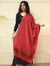 Load image into Gallery viewer, Exclusive Soft Himachal Wool Stole with Woven Border - Coral Bloom
