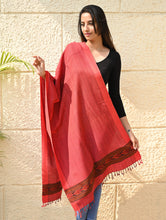 Load image into Gallery viewer, Exclusive Soft Himachal Wool Stole with Woven Border - Coral Trail